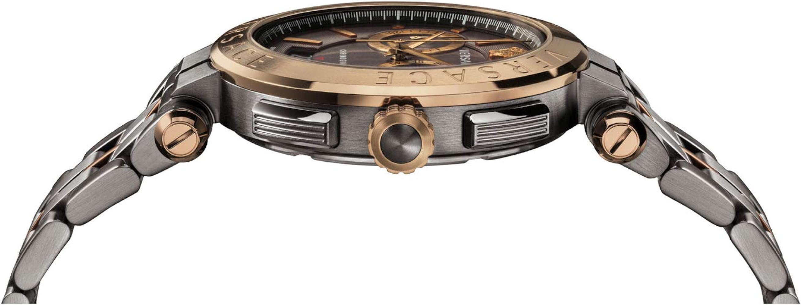 Versace Aion Chronograph Black Dial Grey Steel Strap Watch for Men - VBR050017