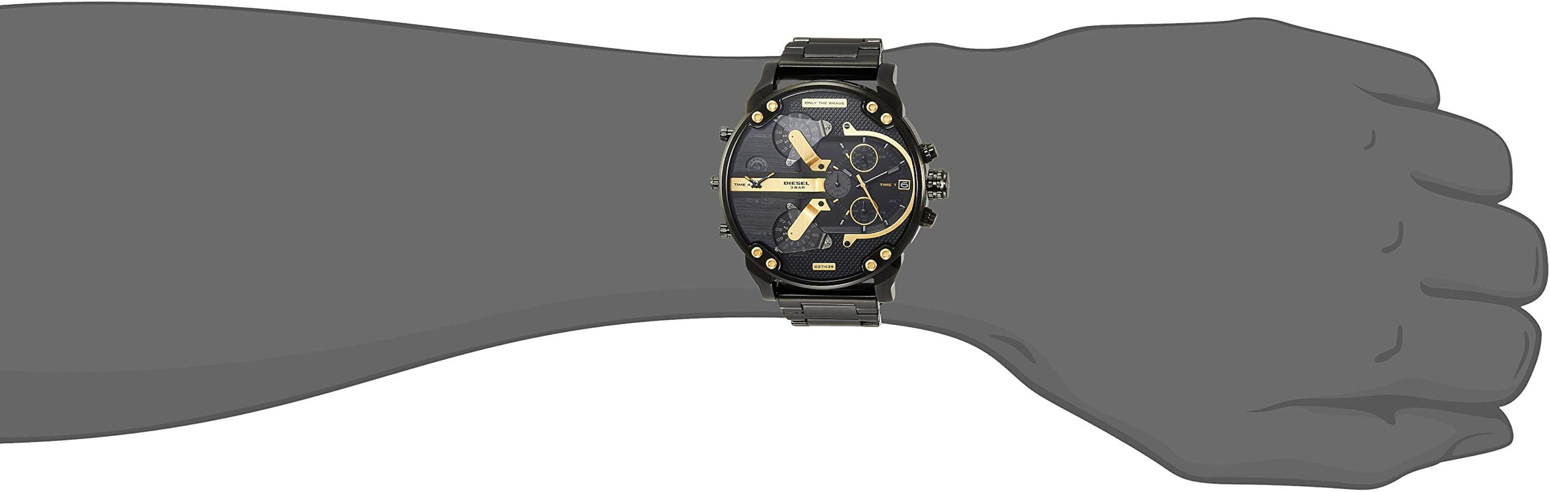 Diesel Mr. Daddy 2.0 Chronograph Black Dial Black Steel Strap Watch For Men - DZ7435