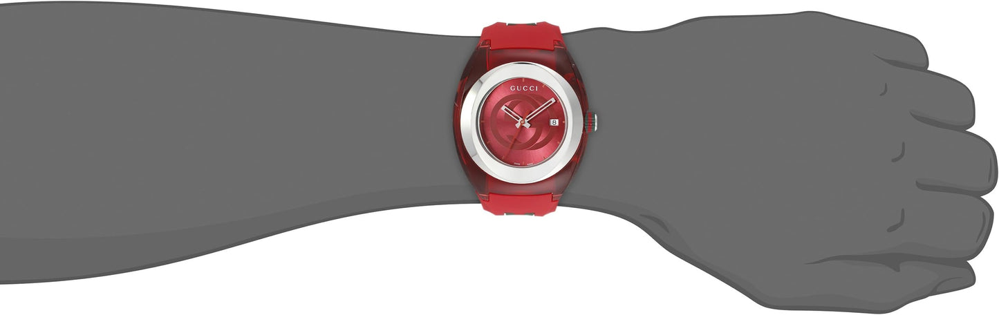 Gucci Sync XXL Quartz Red Dial Red Rubber Strap Unisex Watch - YA137103