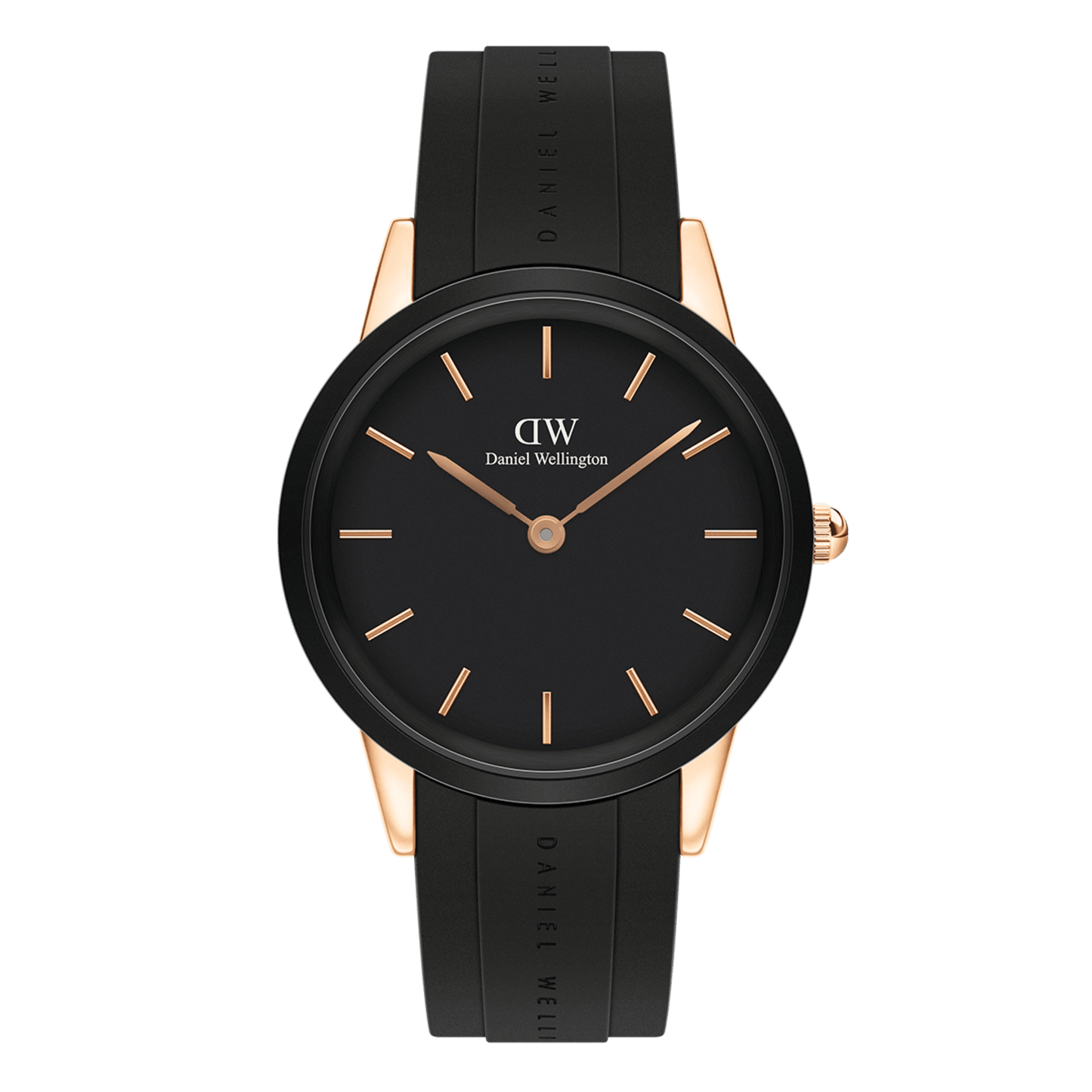 Daniel Wellington Iconic Motion Black Dial Rubber Strap Watch For Women - DW00100426