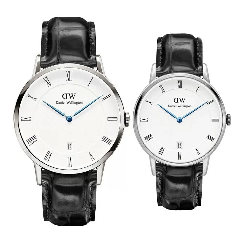 Daniel Wellington Dapper Reading White Dial Black Leather Strap Watch For Men - DW00100108
