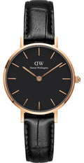Daniel Wellington Classic Petite Reading Black Dial Black Leather Strap Watch For Women - DW00100223