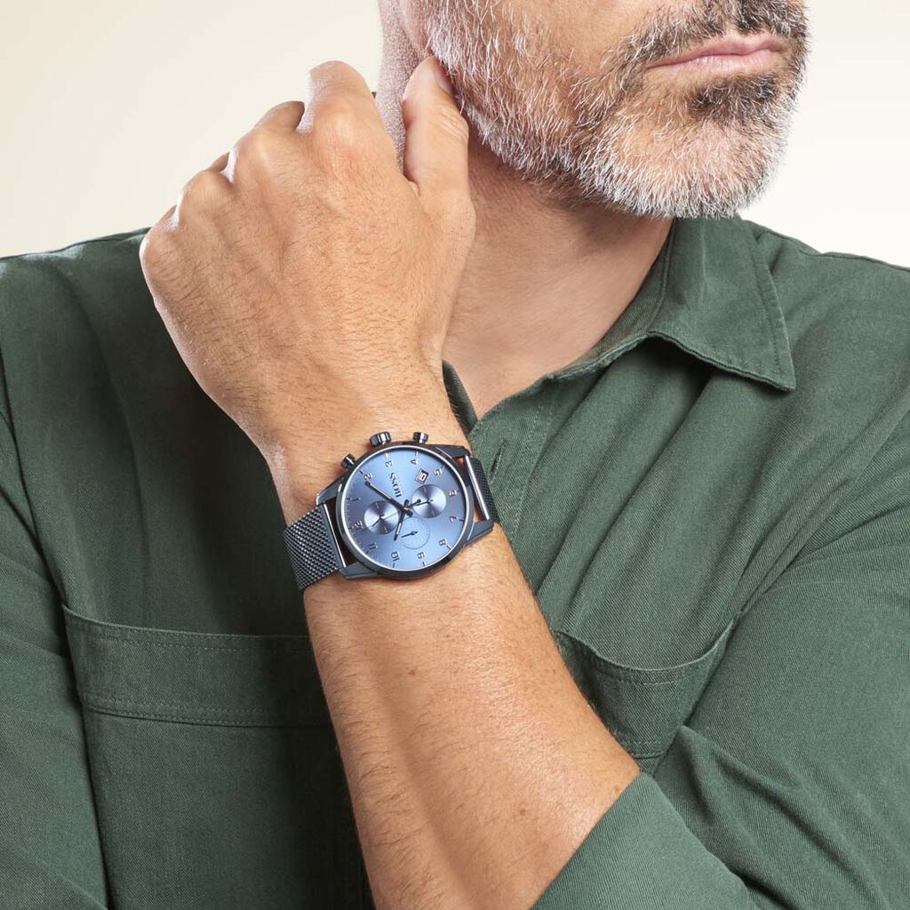 Hugo Boss Jet Blue Dial Gunmetal Mesh Bracelet Watch for Men - 1513677