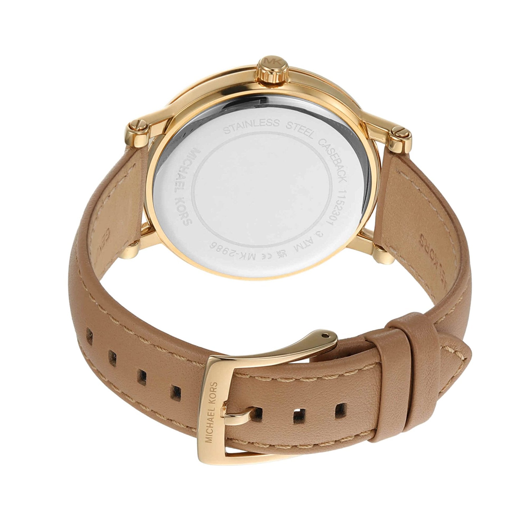 Michael Kors Corey Analog Gold Dial Brown Leather Strap Watch for Women - MK2986