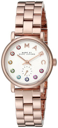 Marc Jacobs Baker White Dial Rose Gold Steel Strap Watch for Women - MBM3441