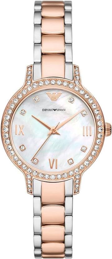 Emporio Armani Cleo Mother of Pearl Dial Two Tone Steel Strap Watch For Women - AR11499