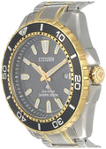 Citizen Eco Drive Promaster Diver Black Dial Two Tone Steel Strap Watch For Men - BN0194-57E