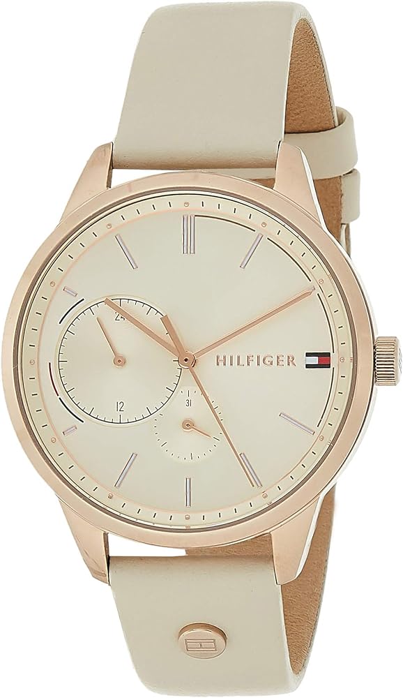 Tommy Hilfiger Brooke Quartz White Dial Cream Leather Strap Watch for Women - 1782022