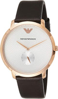 Emporio Armani Modern Slim Analog Silver Dial Brown Leather Strap Watch For Men - AR11163