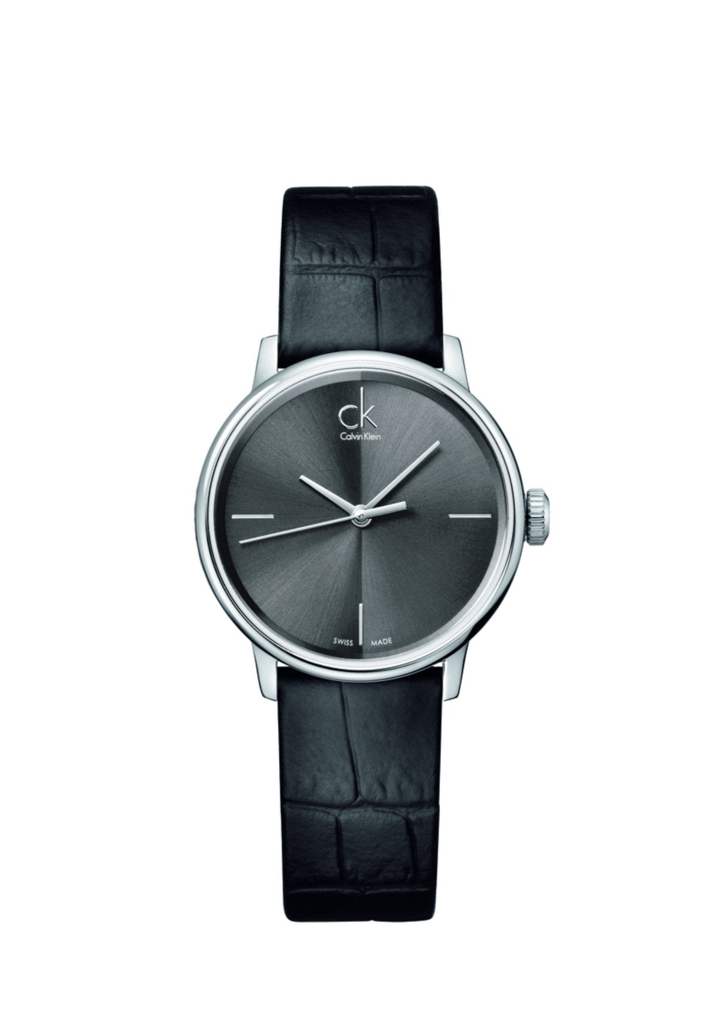 Calvin Klein Accent Black Dial Black Leather Strap Watch for Women - K2Y2Y1C3