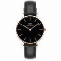 Daniel Wellington Classic Petite Reading Black Dial Black Leather Strap Watch For Women - DW00100167