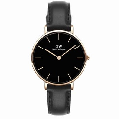 Daniel Wellington Classic Petite Reading Black Dial Black Leather Strap Watch For Women - DW00100167