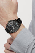 Tommy Hilfiger Baker Chronograph Black Dial Black Leather Strap Watch For Men - 1710452