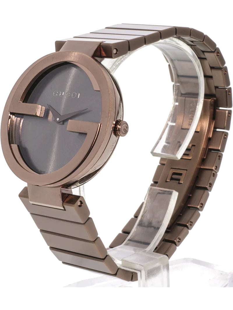 Gucci Interlocking G Quartz Brown Dial Brown Steel Strap Watch for Women - YA133317