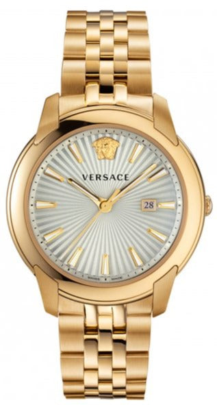 Versace V-Urban Quartz White Dial Gold Steel Strap Watch For Men - VELQ00719