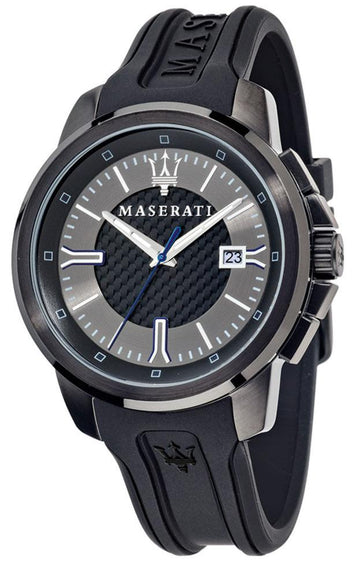 Maserati SFIDA Black Dial Black Rubber Strap Watch For Men - R8851123004