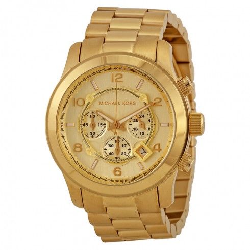 Michael Kors Runway Gold Dial Gold Steel Strap Watch for Men - MK8077