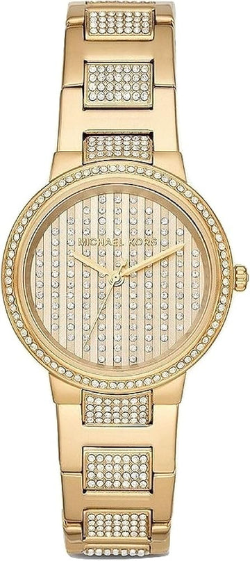 Michael Kors Gabbi Crystals Gold Dial Gold Steel Strap Watch For Women - MK3985
