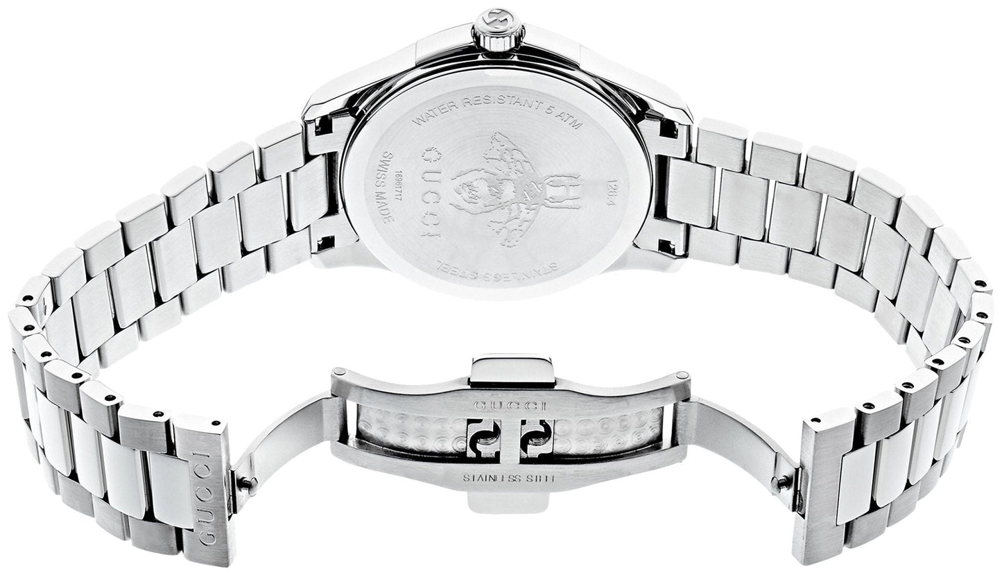 Gucci G Timeless Black Dial Silver Steel Strap Watch For Women - YA1264029