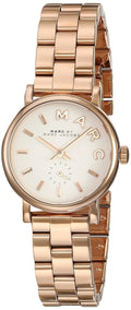 Marc Jacobs Baker White Dial Rose Gold Steel Strap Watch for Women - MBM3248