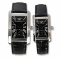Emporio Armani Black Dial Black Leather Strap Watch For Men - AR0143