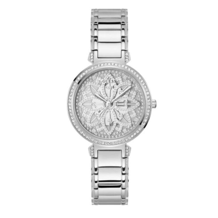 Guess Lily Quartz Silver Dial Silver Steel Strap Watch For Women - GW0528L1