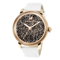Swarovski Crystalline Hours Quartz Grey Dial Black Leather Strap Watch for Women - 5344635