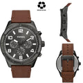 Fossil Brox Multifunction Grey Dial Brown Leather Strap Watch for Men - BQ2800