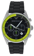 Emporio Armani Chronograph Black Dial Black Rubber Strap Watch For Men - AR5865