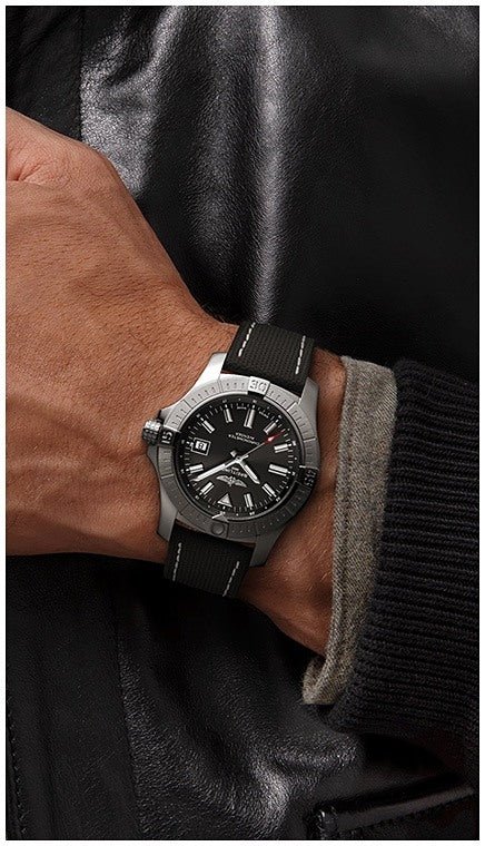 Breitling Avenger Automatic 43mm Black Dial Black Nylon Strap Watch for Men - A17318101B1X2