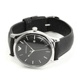 Emporio Armani Lambda Classic Quartz Black Dial Black Leather Strap Watch For Men - AR11020