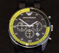 Emporio Armani Chronograph Black Dial Black Rubber Strap Watch For Men - AR5865