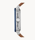 Fossil Inscription Multifunction Silver Dial Brown Leather Strap Watch for Men - BQ2658