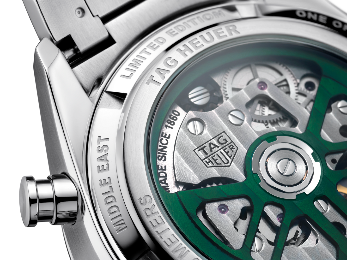 Tag Heuer Carrera Automatic Chronograph Limited Edition Green Dial Silver Steel Strap Watch for Men - CBN2014.EB0240