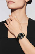 Movado Ultra Slim Black Dial Black Leather Strap Watch For Women - 0607095