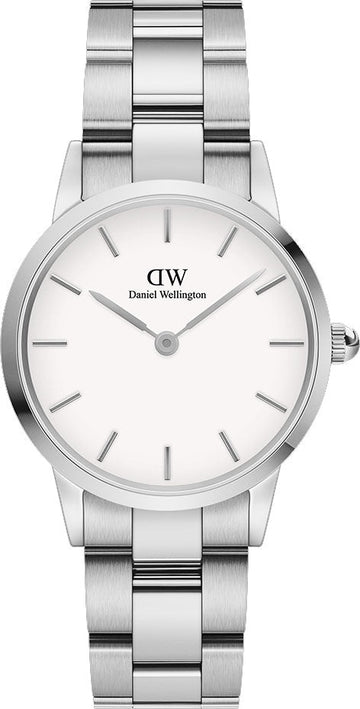 Daniel Wellington Iconic Link White Dial Silver Steel Strap Watch For Women - DW00100207