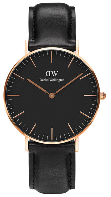 Daniel Wellington Classic Sheffield Black Dial Black Leather Strap Watch For Women - DW00100139