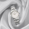 Daniel Wellington Iconic Link White Dial Silver Steel Strap Watch For Women - DW00100205