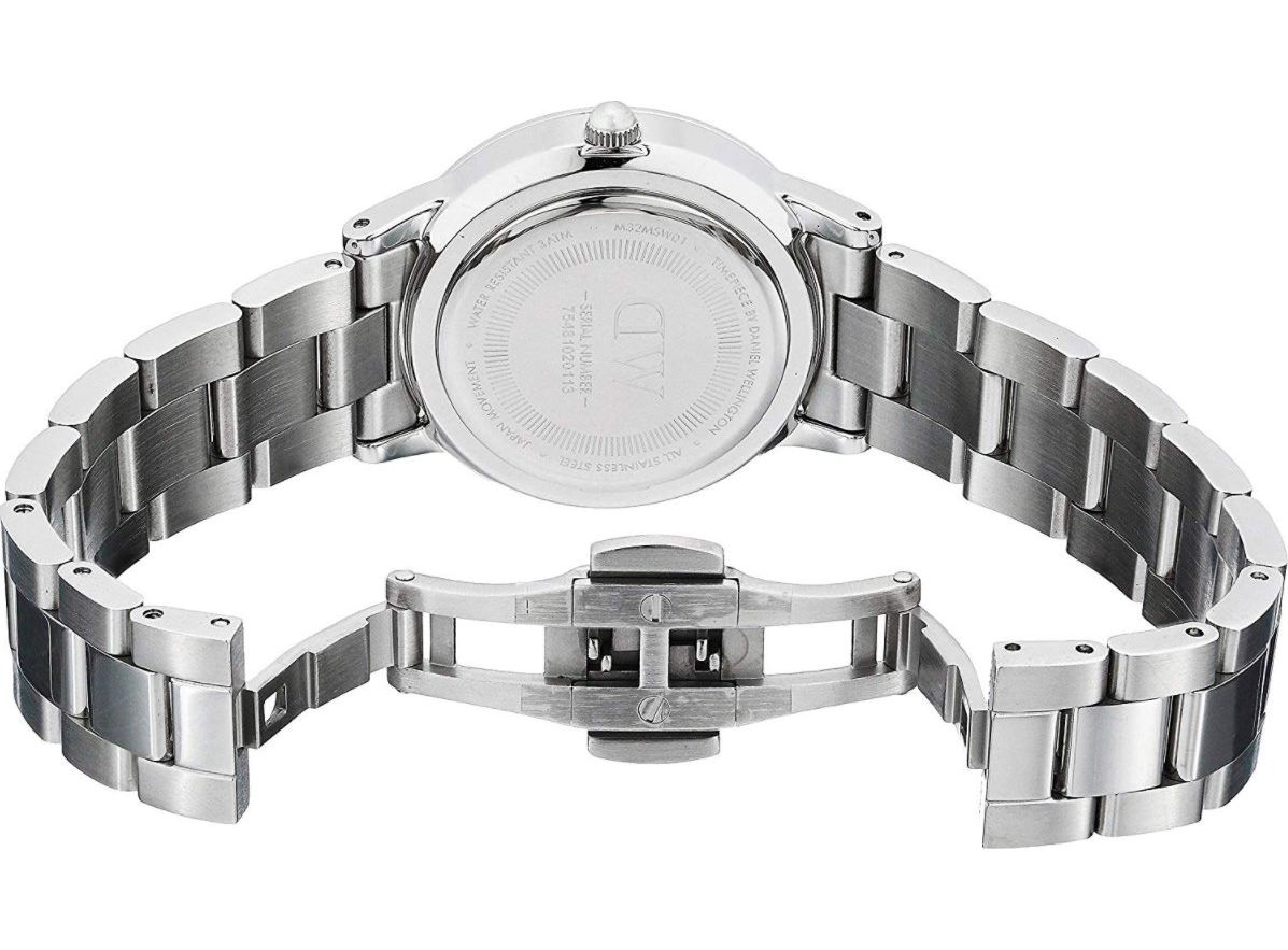 Daniel Wellington Iconic Link White Dial Silver Steel Strap Watch For Women - DW00100205