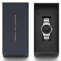 Daniel Wellington Iconic Link Black Dial Silver Steel Strap Watch For Women - DW00100206