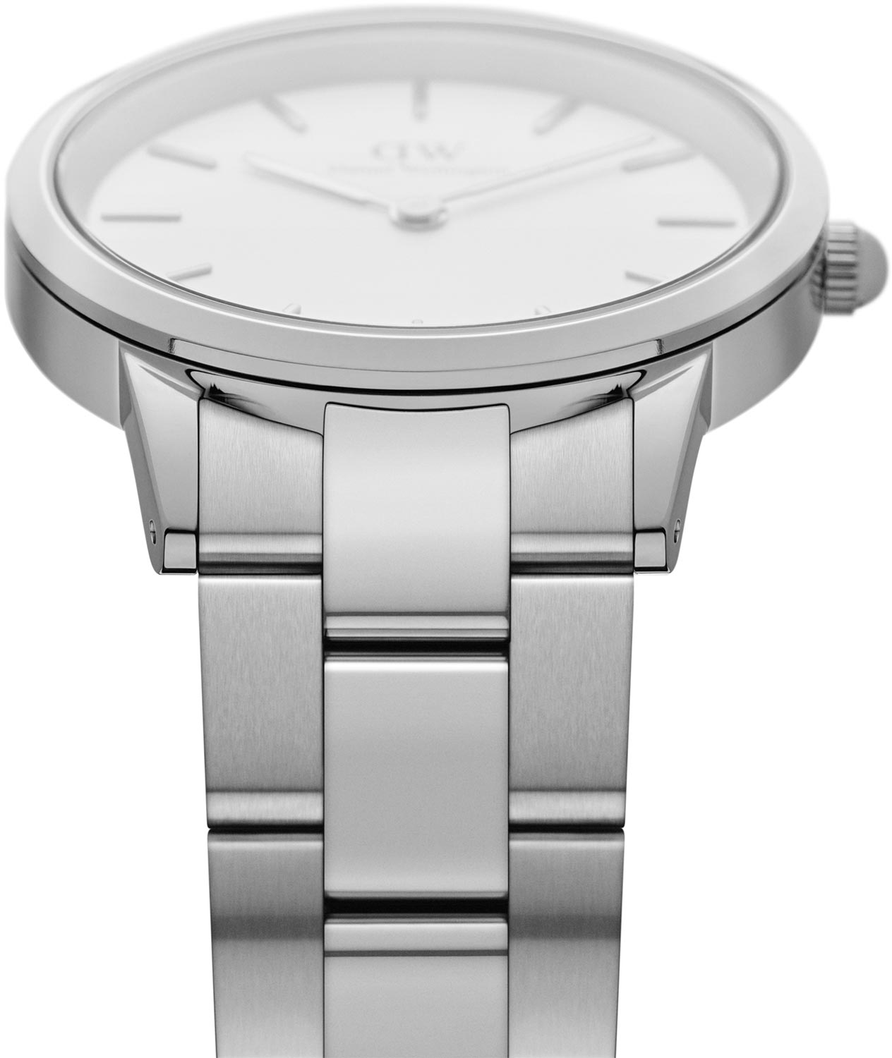 Daniel Wellington Iconic Link White Dial Silver Steel Strap Watch For Women - DW00100207