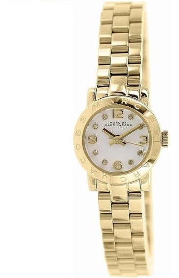 Marc Jacobs Amy Dinky White Dial Gold Steel Strap Watch for Women - MBM3226