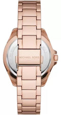 Michael Kors Kacie Three Hand Black Dial Rose Gold Steel Strap Watch for Women - MK6930