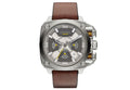 Diesel BAMF Chronograph Beige Dial Brown Leather Strap Watch For Men - DZ7343