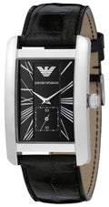 Emporio Armani Black Dial Black Leather Strap Watch For Men - AR0143