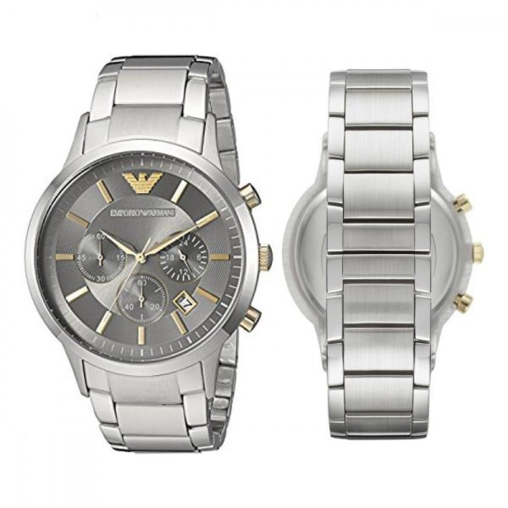 Emporio Armani Quartz Grey Dial Silver Steel Strap Watch For Men - AR11047