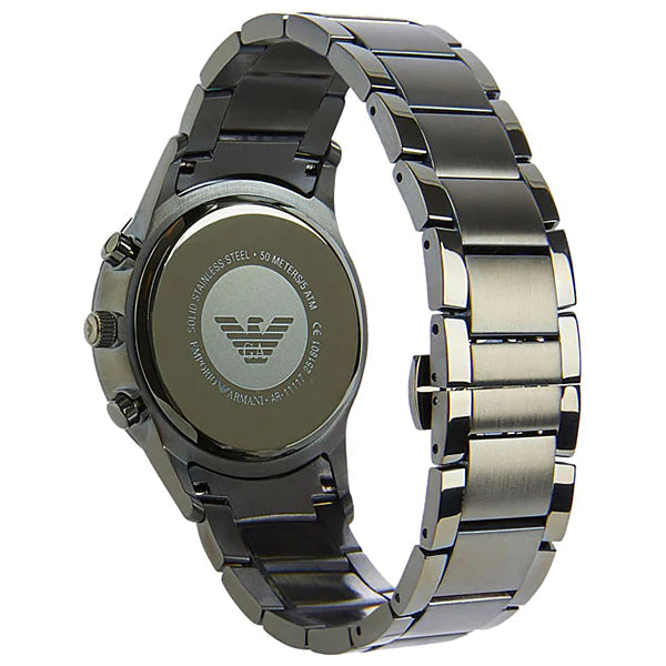 Emporio Armani Renato Chronograph Quartz Grey Dial Green Steel Strap Watch For Men - AR11117