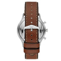 Fossil Retro Pilot Chronograph Silver Dial Brown Leather Strap Watch for Men - FS5809
