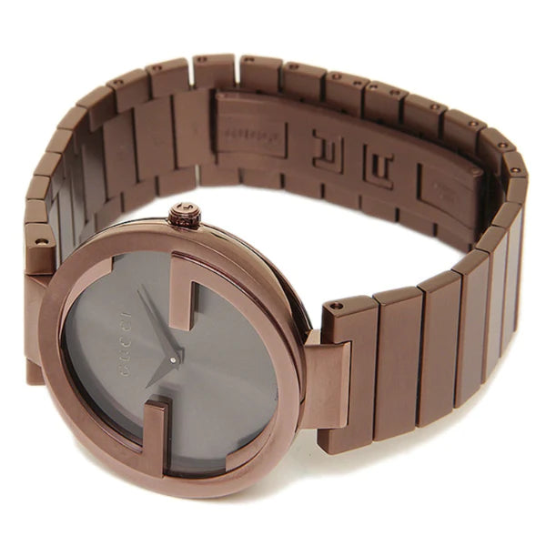 Gucci Interlocking G Quartz Brown Dial Brown Steel Strap Watch for Women - YA133317