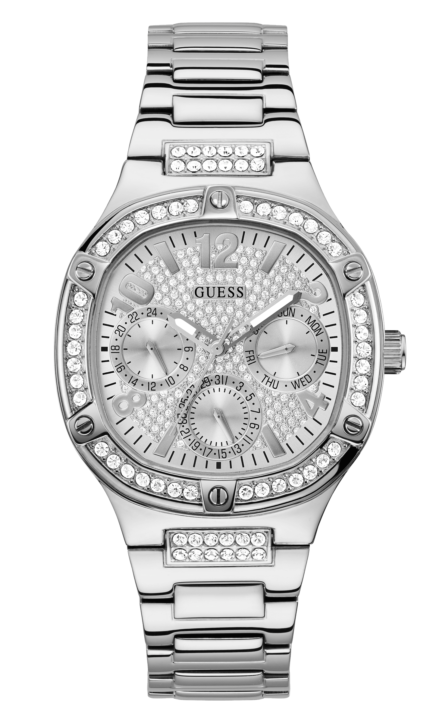 Guess Duchess Quartz Silver Dial Silver Steel Strap Watch For Women - GW0558L1